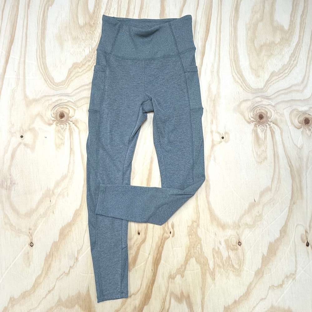 Freely Womens High Waisted Ribbed Side Pocket Leggings‎ Heather Slate